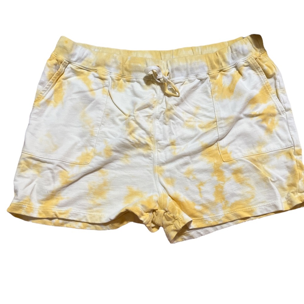 Lucky brand yellow tie dye elastic mid rise shorts